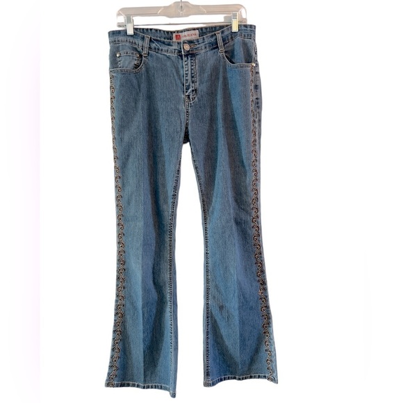 COS Denim - COS EMBROIDERED FLARED JEANS SIZE 10